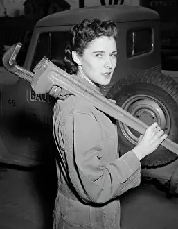 Huge Prints: Woman Plumber With Large Wrench