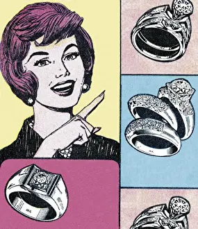 Woman Pointing at Rings