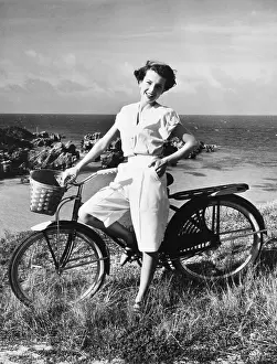 Bicyclist Prints: Woman Posing with Bicycle