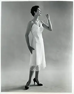 Nightgown Prints: Woman Posing In A Silk Nightgown