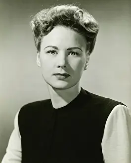 Hair Style Prints: Woman posing in studio, (B&W), portrait