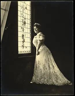 Lace Prints: Woman Posing By Window, 19Th Century