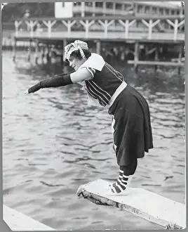 Woman Preparing to Dive