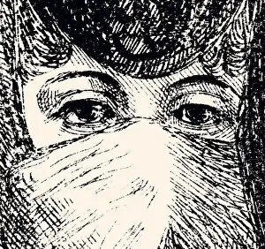 WOMAN WITH PROTECTIVE MASK IN 1871 (XXXL)