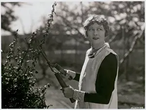 Caution Prints: Woman Pruning Shrubs