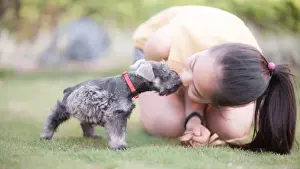 Headband Prints: Woman with puppy