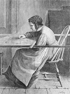 Woman Quilting on a Frame
