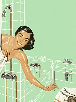 Woman Reaching Out of the Shower