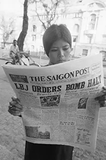 Headline Prints: Woman Reads Headline Bombing Is Halted