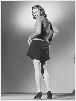 Woman Revealing Seamed Nylon Stockings