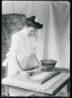 New England Prints: Woman Rolling Out Pastry