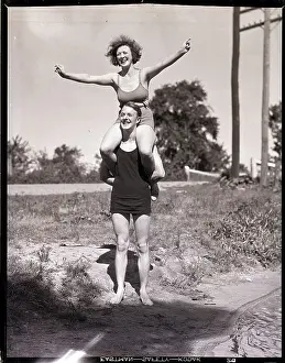 Shoulder Prints: Woman Seated on Man's Shoulders