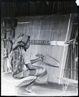 Cloth Prints: Woman Shown Weaving Cloth