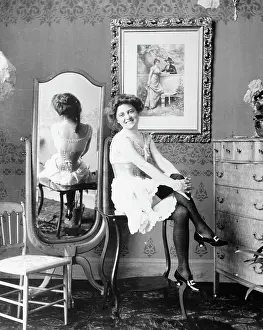 Underwear Prints: Woman Sitting Wearing Undergarments