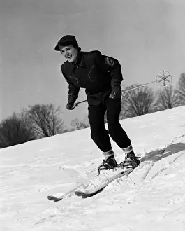 Woman on ski slopes