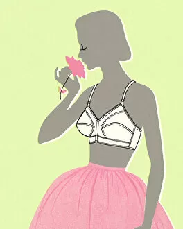 Printstock Collection: Woman in a Skirt and Bra