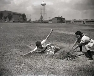 Sliding Prints: Woman Sliding In Baseball Action