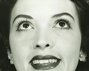 Images Dated 3rd May 2006: Woman smiling, Close-up of face, (B&W)