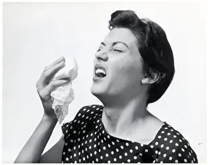 Handkerchief Prints: Woman Sneezing
