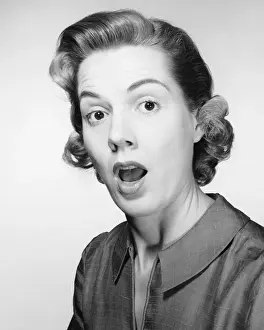 Grainy Prints: Woman with surprised expression