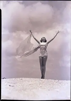 Arms Outstretched Prints: Woman in Swimsuit