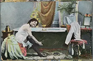 Woman Taking Off Her Shoes