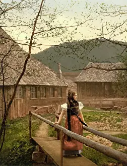 Folklore Prints: Woman in traditional traditional costume from the Black Forest