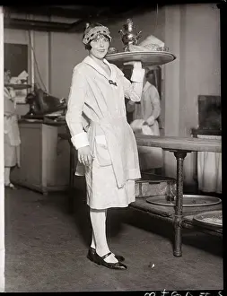 Waitress Prints: Woman with Tray at Beauty Contest