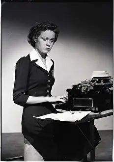 Typing Prints: Woman Types at Stenograph Machine