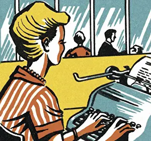 Illustratio Prints: Woman Typing