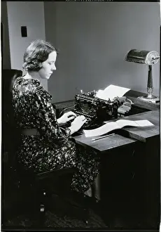 Typewriter Prints: Woman Typing