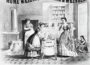 Washing Prints: Woman Using Home Washing Machine