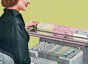 Businesswoman Prints: Woman Using Office Equipment