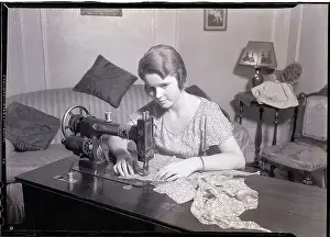 Sewing Machine Prints: Woman Using a Sewing Machine