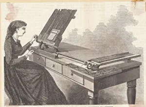 Woman Using Typesetting Machine