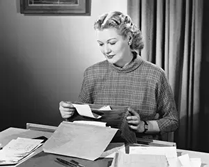 Businesswoman Prints: Woman using typewriter