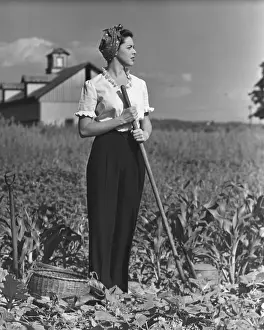 Woman in vegetable garden