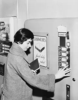 Sandwich Prints: Woman at Vending Machine