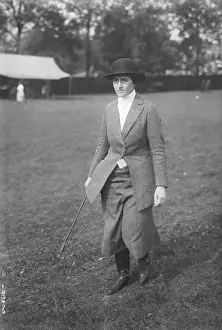 Equestrian Prints: Woman Walking In Long Skirt And Jacket