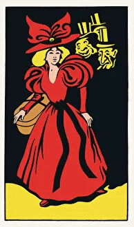 Art Nouveau Gallery: Woman walking at night followed by men art nouveau 1897