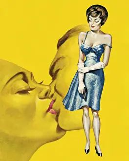 Sexual Prints: Woman Watching Couple Kissing
