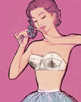 Woman Wearing Bra and Half Slip