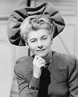 40 49 Years Prints: Woman wearing fancy hat (B&W), portrait