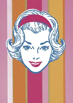 Woman Wearing Headband on Stripe Background