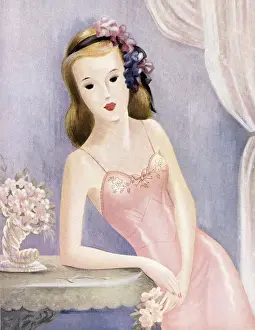 Woman Wearing Pink Slip