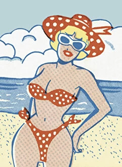Iconic Bikini Collection: Woman Wearing a Polka Dot Bikini