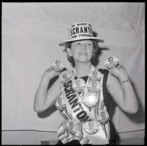 Sash Prints: Woman Wearing Scranton Campaing Buttons
