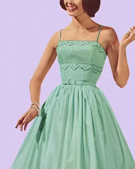 Woman Wearing Turquoise Dress