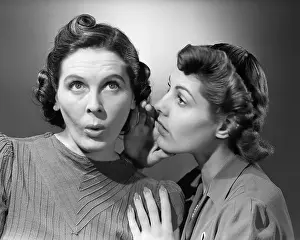 Whispering Prints: Woman Whispering in Friend's Ear