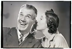 Whispering Prints: Woman Whispering in Man's Ear